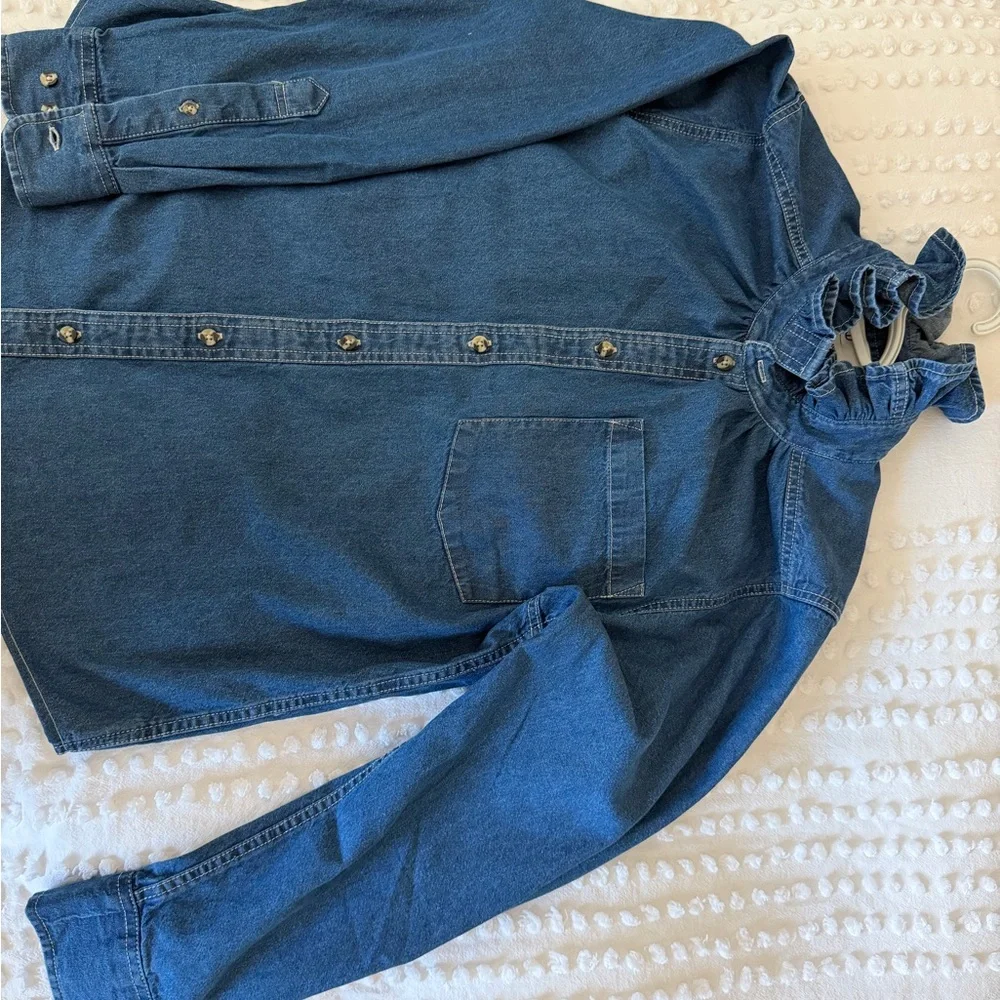 Classic Blue Button Down Denim Shirt - Picture 7 of 8
